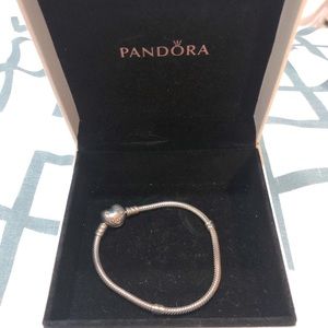 Pandora heart clasp snake chain bracelet